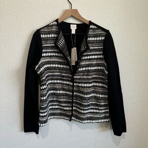 NWT Chico's Women's‎ M Textured Striped Cardigan Sweater Blazer Button Boho